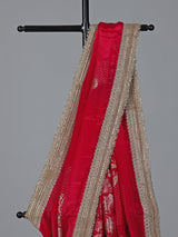 Rani pink dola silk sequins zardosi festive saree