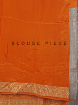 Rust orange dola silk zardosi detailed festive saree