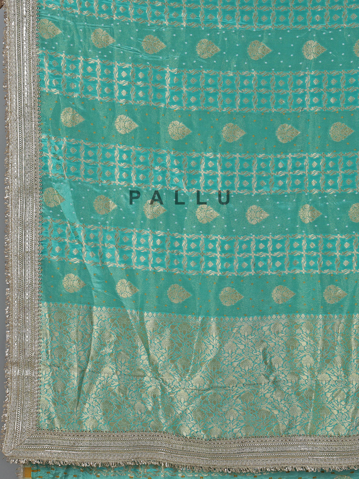 Rama green dola silk embellished festive saree grace