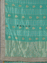 Rama green dola silk embellished festive saree grace