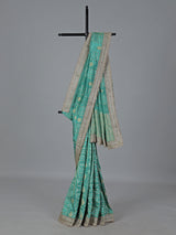 Rama green dola silk embellished festive saree grace