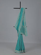 Aqua blue georgette butti work festive saree grace