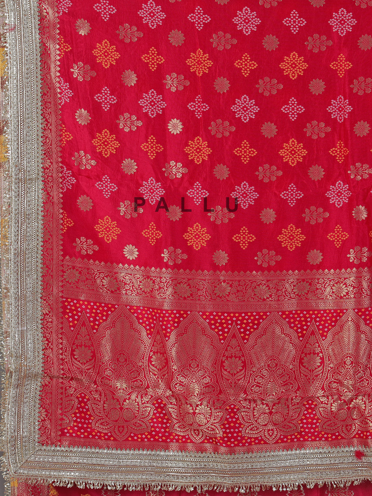 Rani pink bandhej semi georgette festive saree elegance