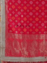 Rani pink bandhej semi georgette festive saree elegance