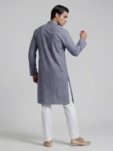 Stone blue plain silk festive wear kurta suit