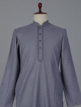 Stone blue plain silk festive wear kurta suit