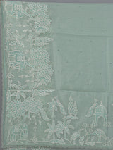 Mint green semi organza mirror work festive saree
