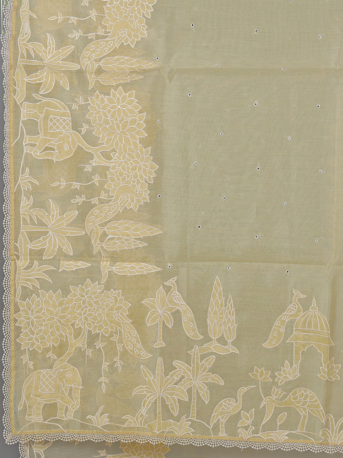 Yellow semi organza mirror work haldi wear saree