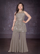 Light brown wedding wear palazzo suit for girls