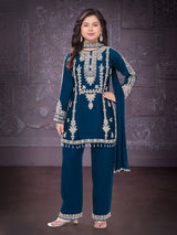 Navy silk salwar suit for wedding wear