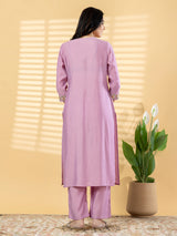 Lilac purple silk yoke style kurti set charm
