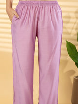 Lilac purple silk yoke style kurti set charm