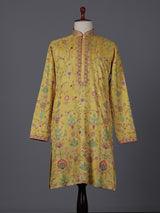 Yellow silk floral embroidered haldi special kurta suit