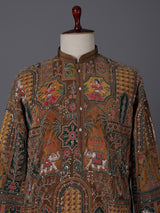 Mehendi olive silk zardosi festive kurta suit
