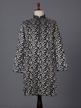 Black cotton silk embroidered work festive kurta suit