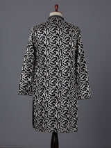 Black cotton silk embroidered work festive kurta suit