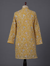 Yellow georgette embroidered work haldi festive kurta suit