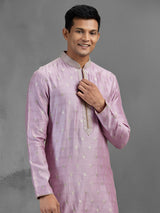 Lilac purple handloom silk zari resham festive kurta pajama