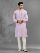 Light lavender festive embroidered elegant kurta suit