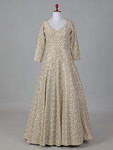 Cream silk anarkali suit with traditional festive charm