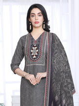Black silk printed yoke style festive kurti set