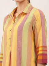 Multicolor cotton printed collar neck casual kurti