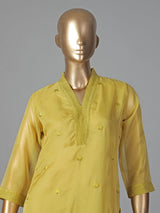 Mehendi yellow georgette kurti set festive elegance