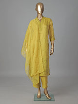 Mehendi yellow georgette kurti set festive elegance