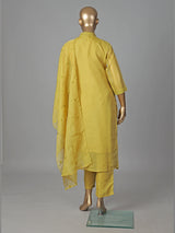 Mehendi yellow georgette kurti set festive elegance