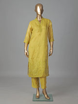 Mehendi yellow georgette kurti set festive elegance