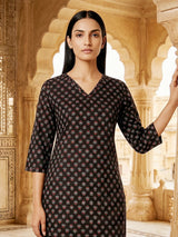 Black cotton printed kurti set casual comfort style