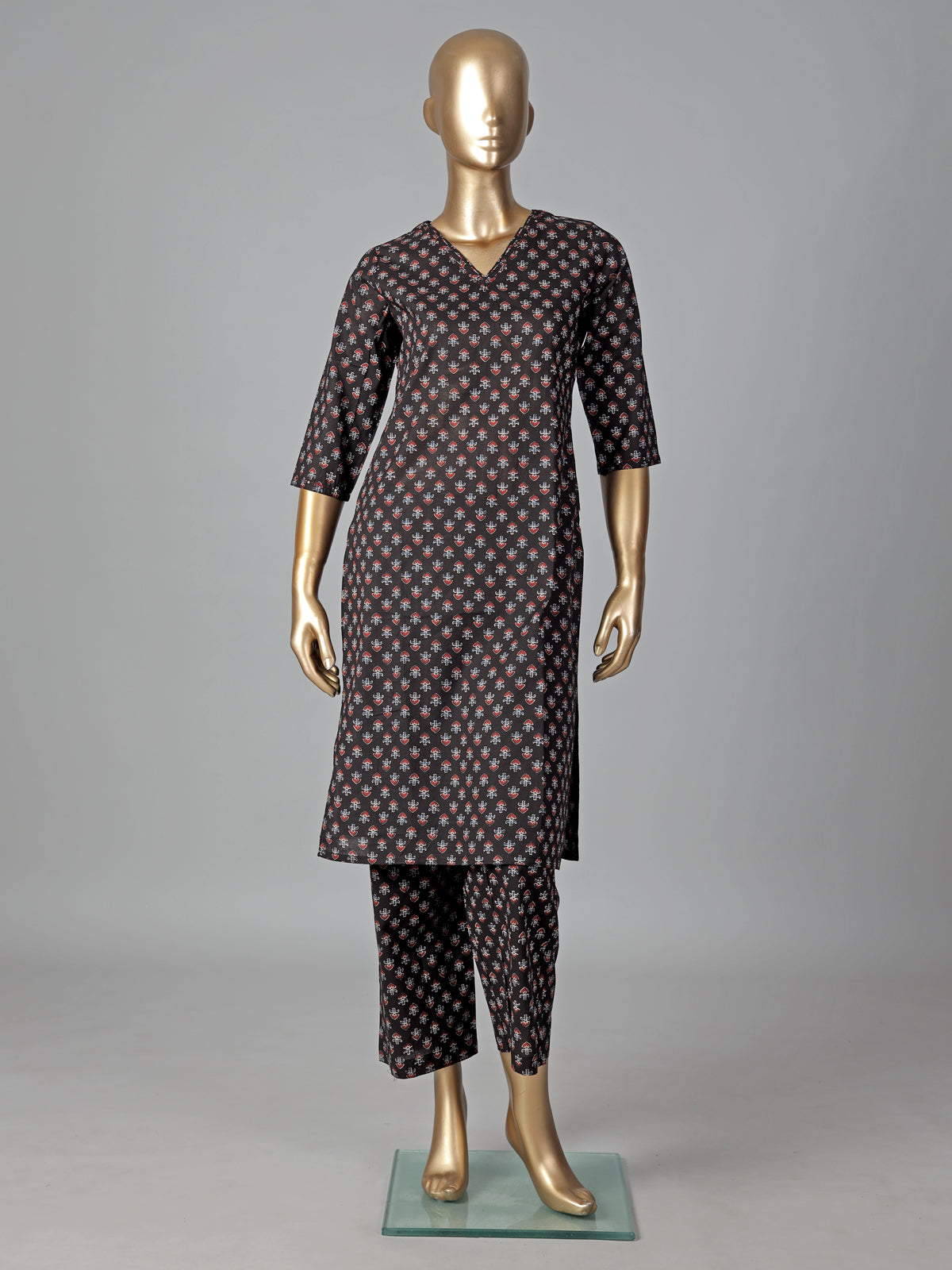 Black cotton printed kurti set casual comfort style