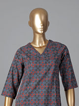 Stone blue cotton printed kurti set everyday elegance