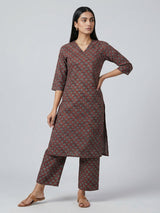 Maroon cotton printed kurti set casual ethnic charm