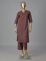 Maroon cotton printed kurti set casual ethnic charm