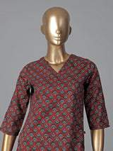 Maroon cotton printed kurti set casual ethnic charm