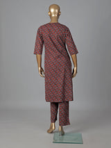 Maroon cotton printed kurti set casual ethnic charm