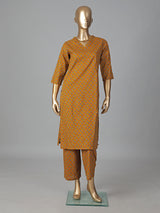 Mustard yellow cotton printed kurti set vibrant style