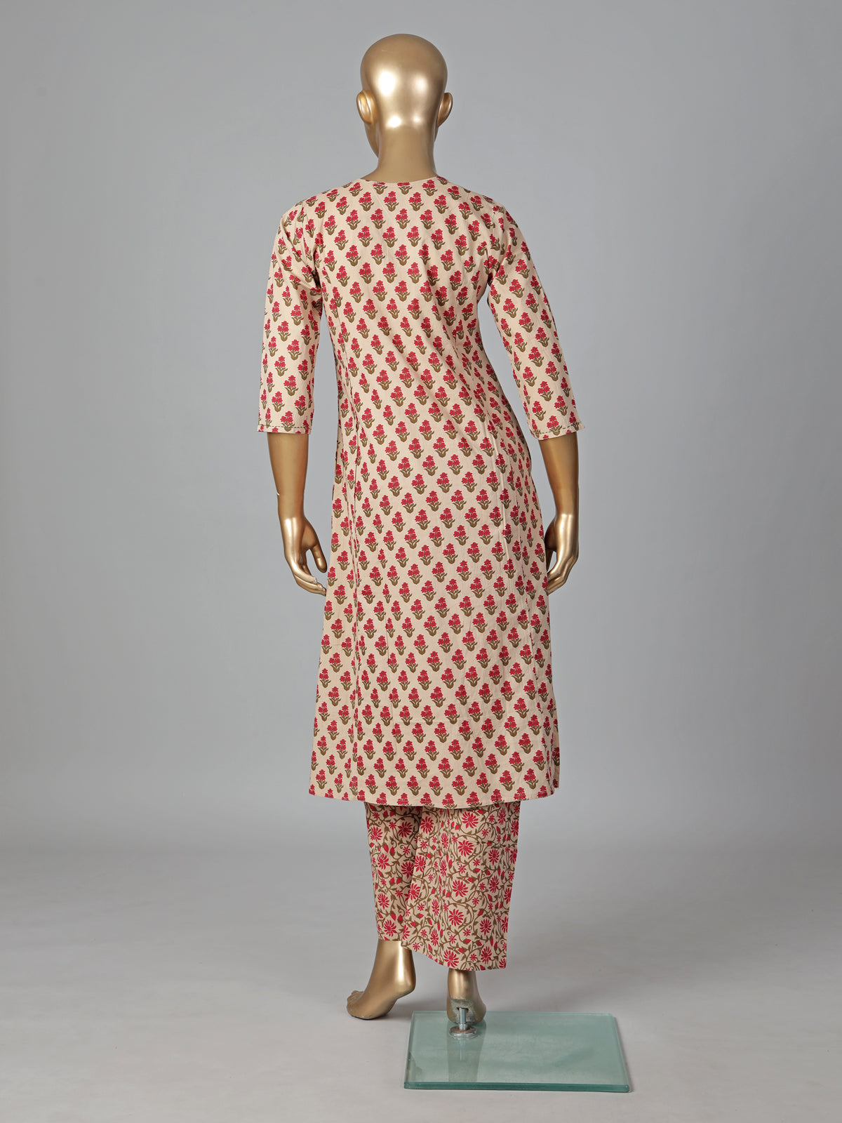 Cream cotton silk printed kurti set subtle charm