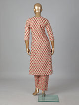 Cream cotton silk printed kurti set subtle charm