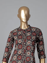 Black cotton silk floral printed kurti set style