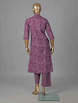 Purple cotton silk floral printed kurti set elegance