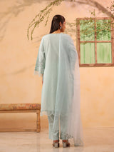 White printed elegant cotton silk kurti set for women