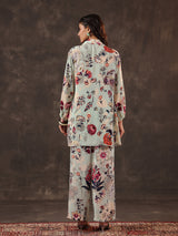 Mint green viscose crepe printed women co ord set