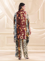 Multicolor silver linen kaftan style co ord set