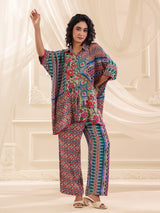 Multicolor viscose crepe printed festive co ord set