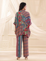 Multicolor viscose crepe printed festive co ord set