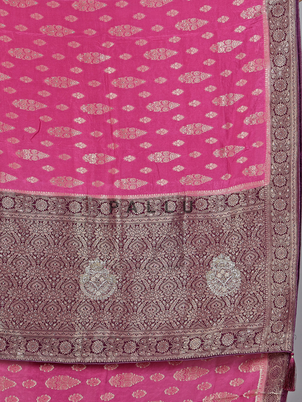Purple dola silk zari and stone festive saree