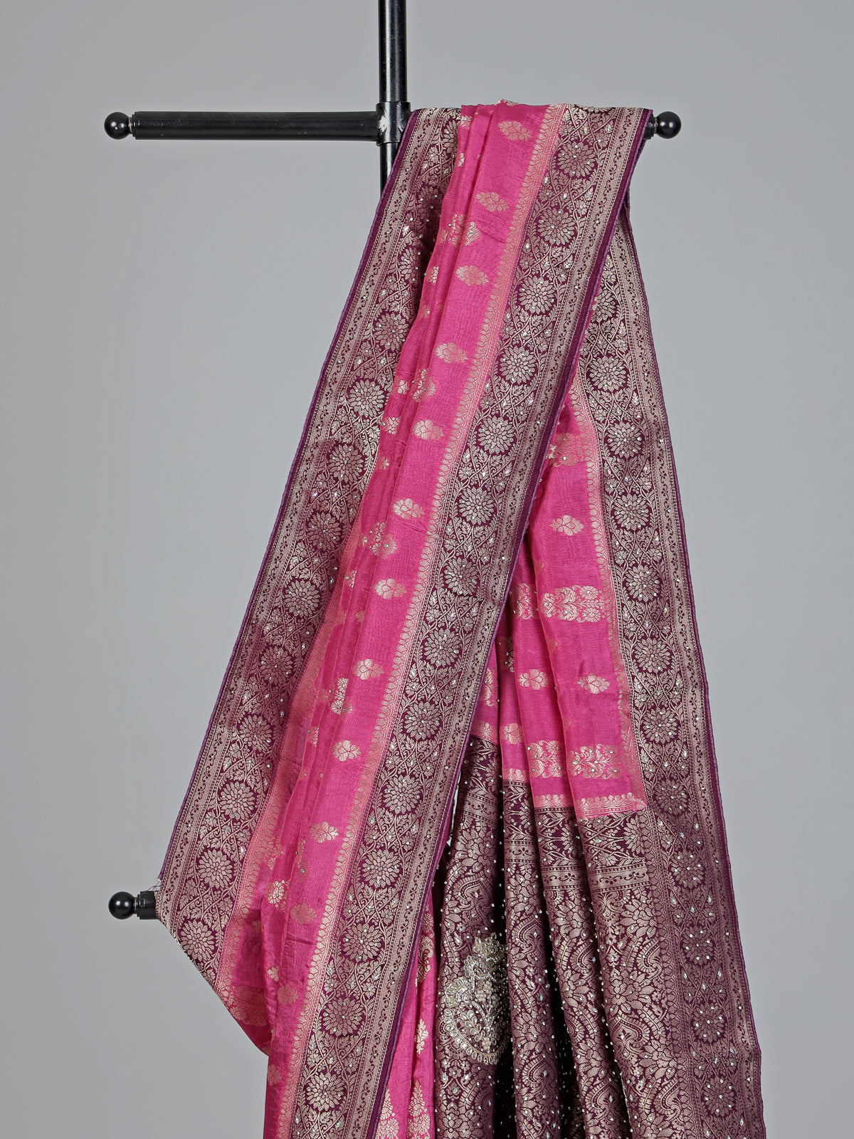 Purple dola silk zari and stone festive saree
