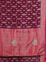 Wine dola silk zari and stone work festive saree